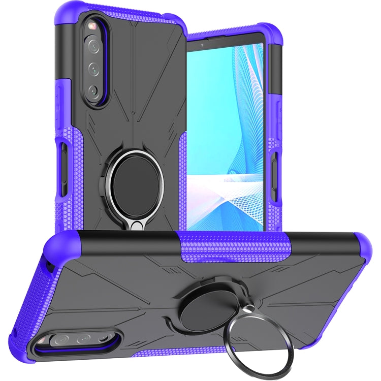 For Sony Xperia 10 III Armor Bear Shockproof PC + TPU Protective Case with Ring Holder