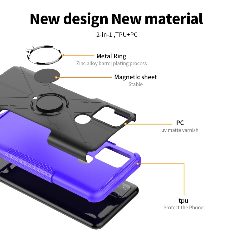 For Infinix Note 10 Armor Bear Shockproof PC + TPU Protective Case with Ring Holder