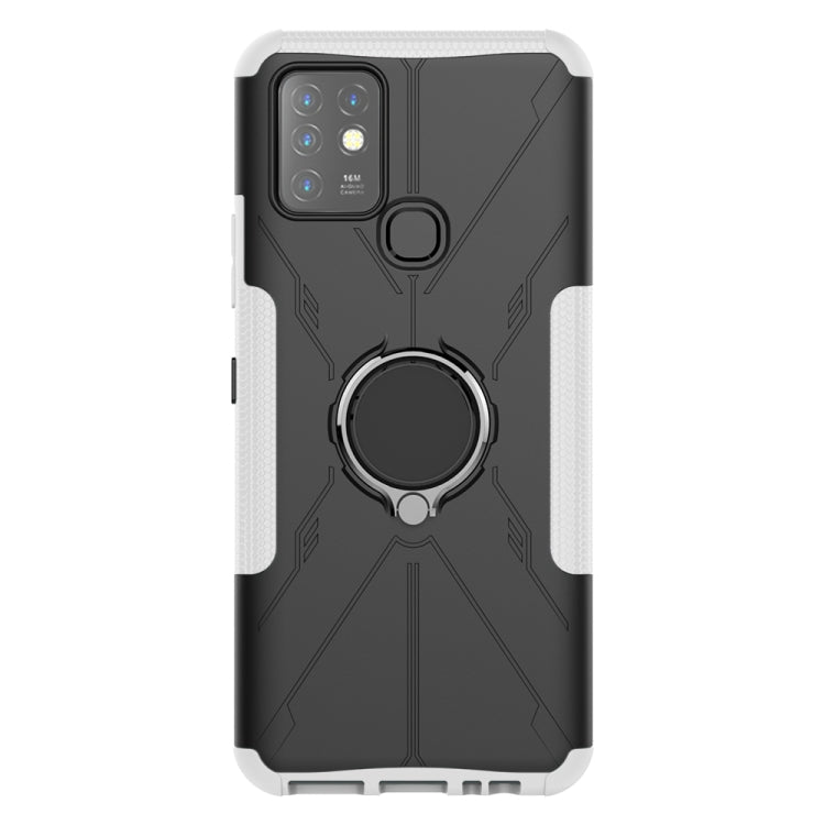 For Infinix Note 10 Armor Bear Shockproof PC + TPU Protective Case with Ring Holder