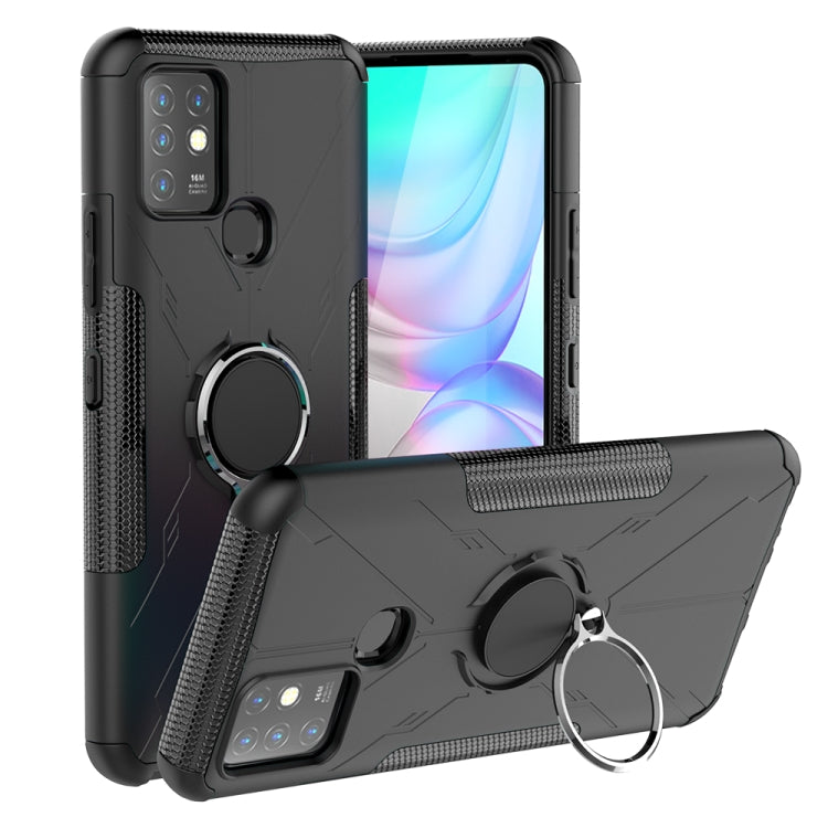 For Infinix Note 10 Armor Bear Shockproof PC + TPU Protective Case with Ring Holder