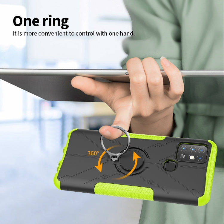 For Infinix Note 10 Armor Bear Shockproof PC + TPU Protective Case with Ring Holder