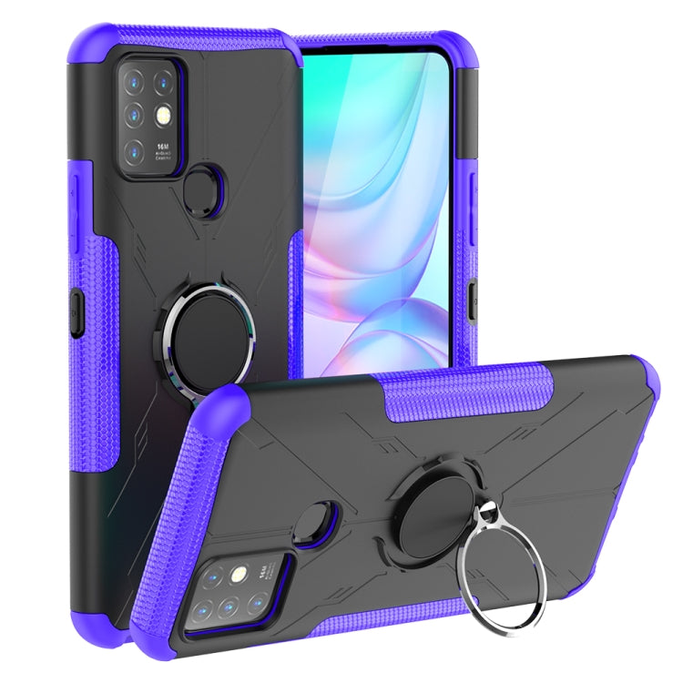 For Infinix Note 10 Armor Bear Shockproof PC + TPU Protective Case with Ring Holder