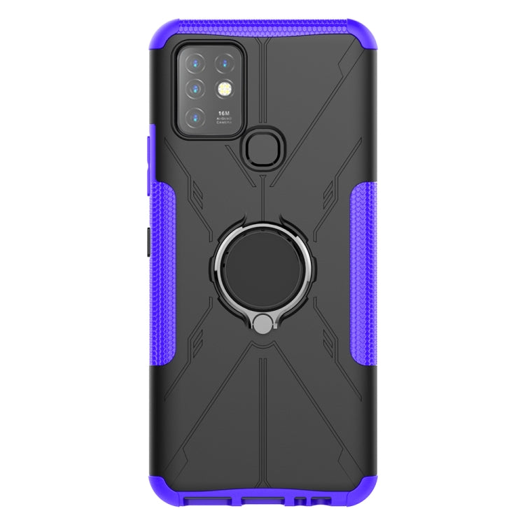 For Infinix Note 10 Armor Bear Shockproof PC + TPU Protective Case with Ring Holder