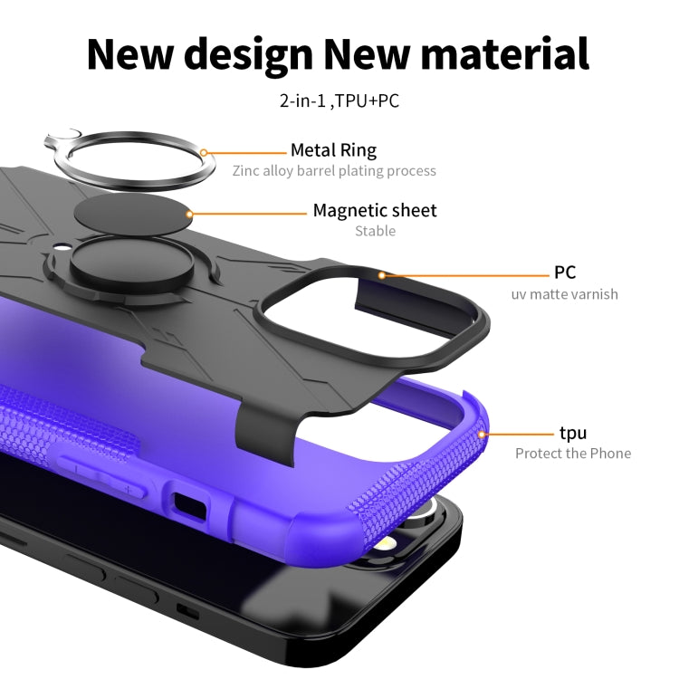 For iPhone 13 mini Armor Bear Shockproof PC + TPU Protective Case with Ring Holder