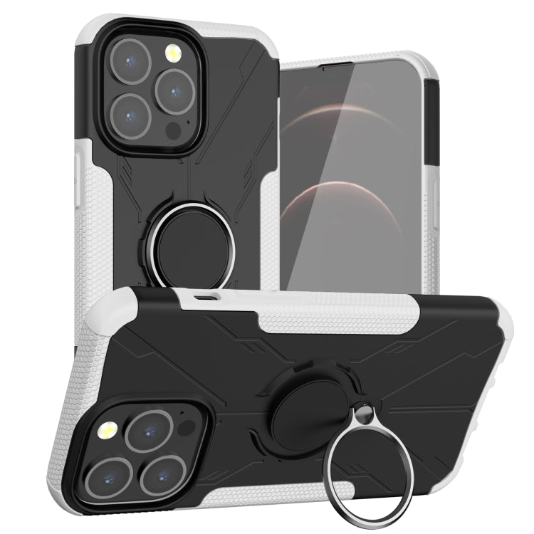 For iPhone 13 Pro Armor Bear Shockproof PC + TPU Protective Case with Ring Holder