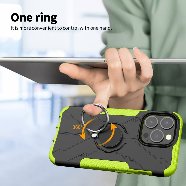 For iPhone 13 Pro Armor Bear Shockproof PC + TPU Protective Case with Ring Holder