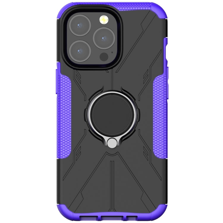 For iPhone 13 Pro Armor Bear Shockproof PC + TPU Protective Case with Ring Holder