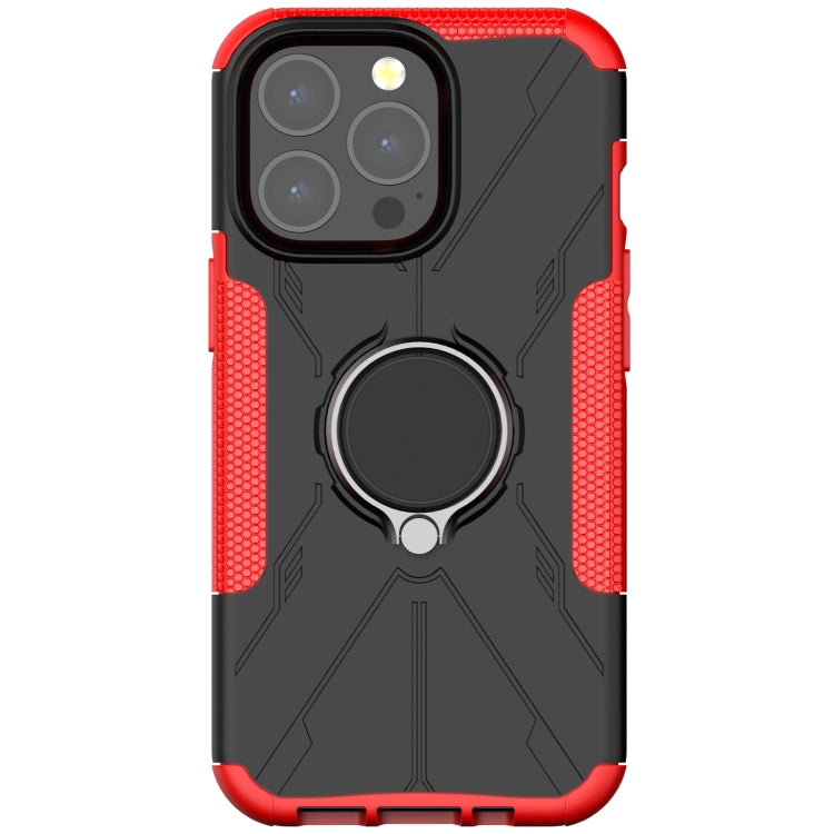 For iPhone 13 Pro Max Armor Bear Shockproof PC + TPU Protective Case with Ring Holder