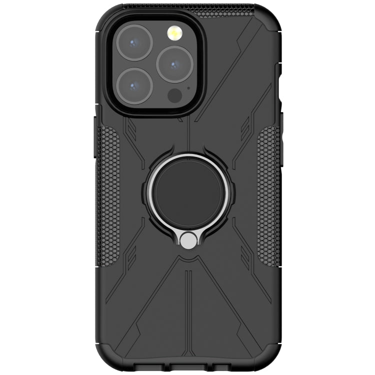 For iPhone 13 Pro Max Armor Bear Shockproof PC + TPU Protective Case with Ring Holder