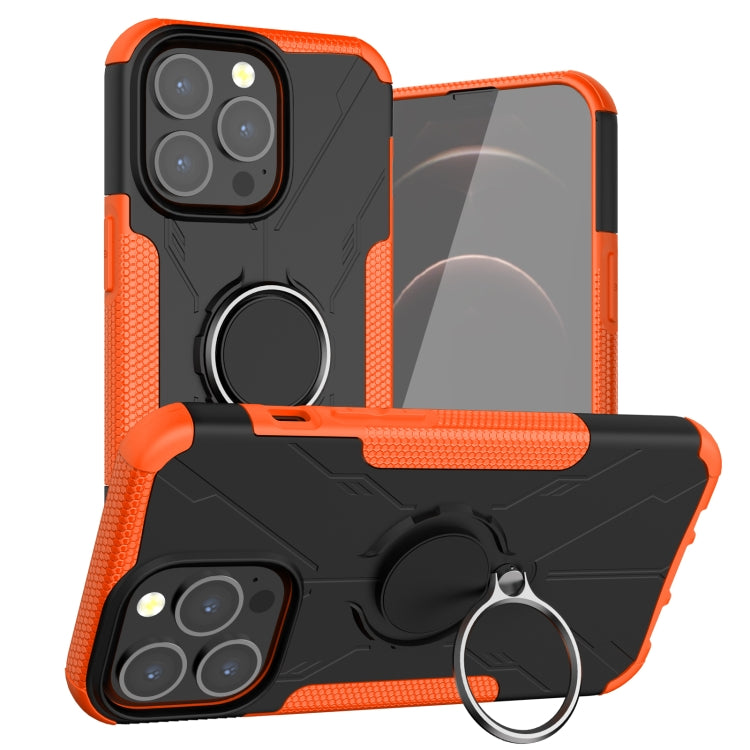 For iPhone 13 Pro Max Armor Bear Shockproof PC + TPU Protective Case with Ring Holder