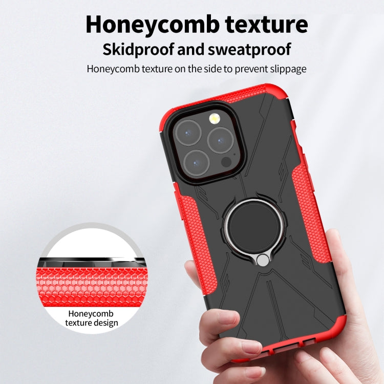 For iPhone 13 Pro Max Armor Bear Shockproof PC + TPU Protective Case with Ring Holder