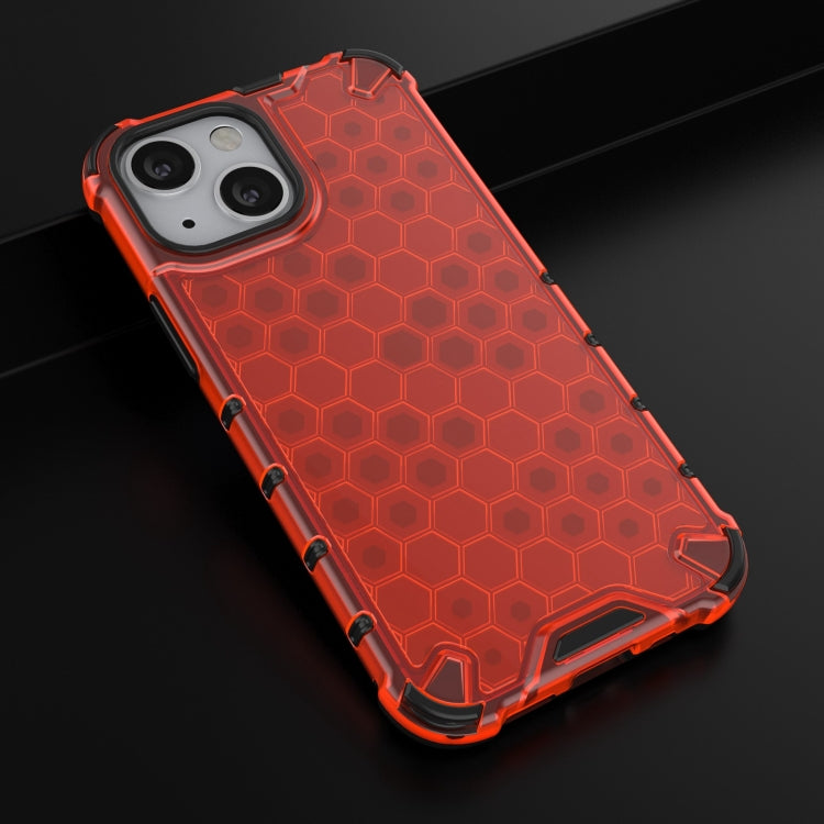 For iPhone 13 mini Shockproof Honeycomb PC + TPU Case with Neck Lanyard