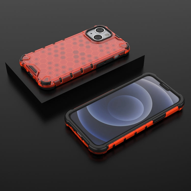 For iPhone 13 mini Shockproof Honeycomb PC + TPU Case with Neck Lanyard