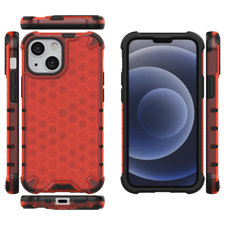 For iPhone 13 mini Shockproof Honeycomb PC + TPU Case with Neck Lanyard