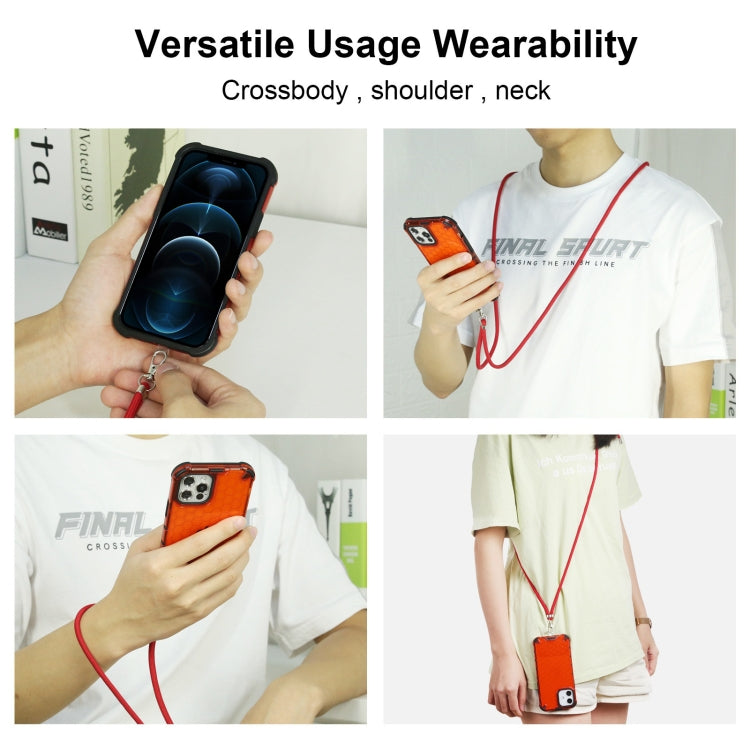 For iPhone 13 mini Shockproof Honeycomb PC + TPU Case with Neck Lanyard