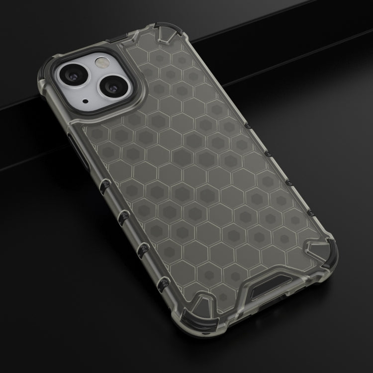 For iPhone 13 mini Shockproof Honeycomb PC + TPU Case with Neck Lanyard