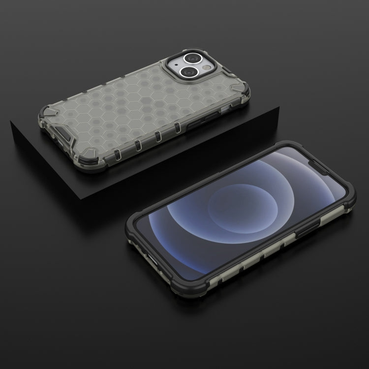 For iPhone 13 mini Shockproof Honeycomb PC + TPU Case with Neck Lanyard