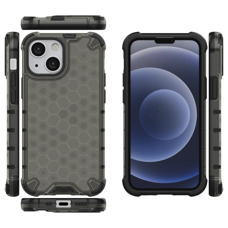 For iPhone 13 mini Shockproof Honeycomb PC + TPU Case with Neck Lanyard