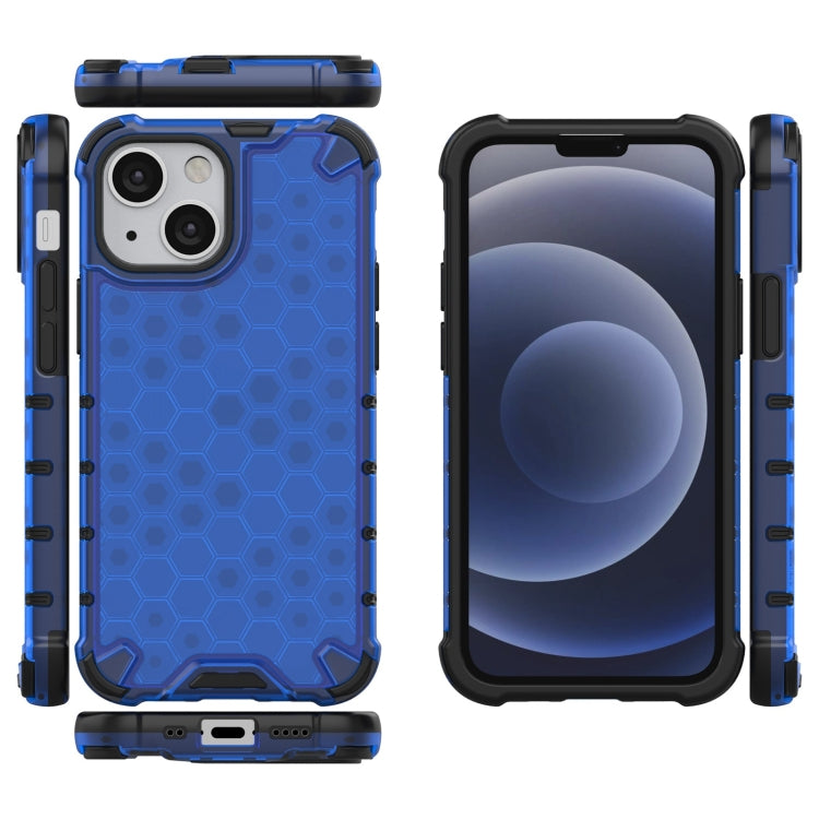 For iPhone 13 mini Shockproof Honeycomb PC + TPU Case with Neck Lanyard