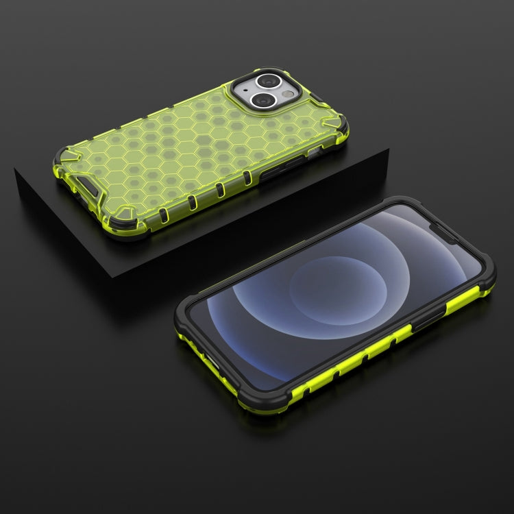 For iPhone 13 mini Shockproof Honeycomb PC + TPU Case with Neck Lanyard