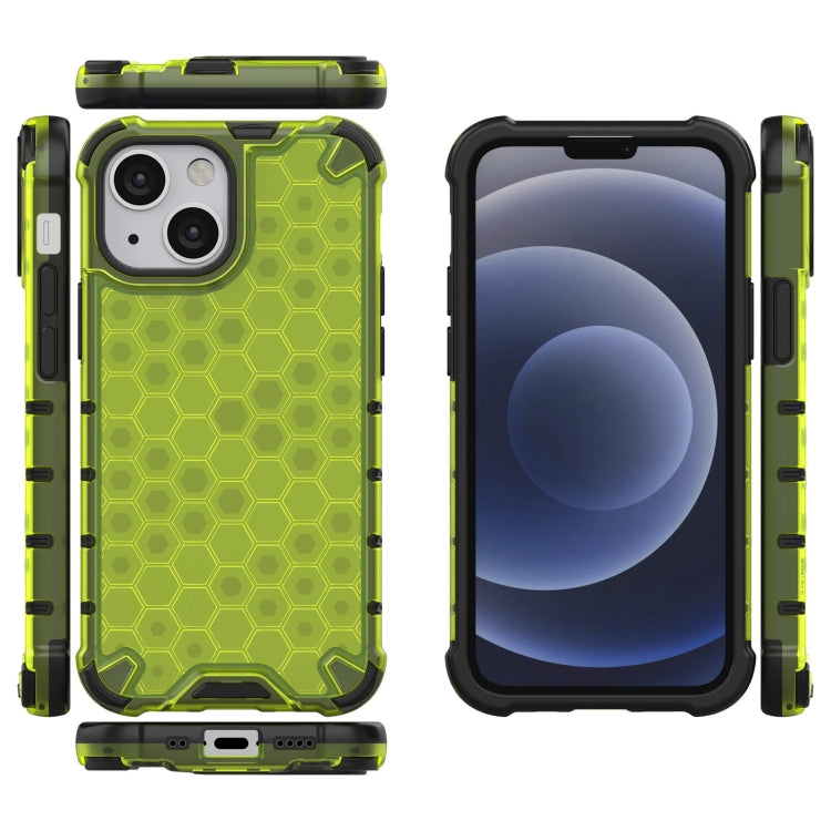 For iPhone 13 mini Shockproof Honeycomb PC + TPU Case with Neck Lanyard