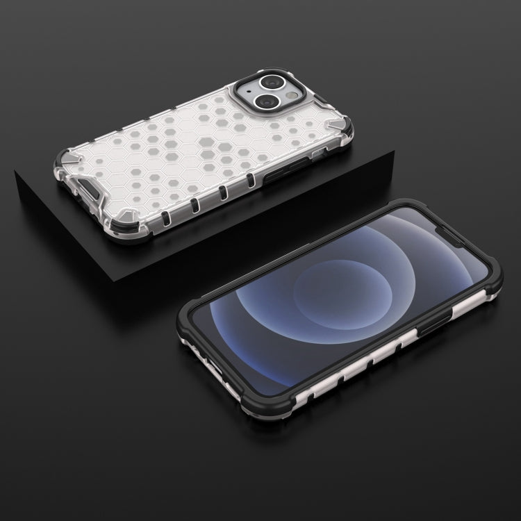 For iPhone 13 mini Shockproof Honeycomb PC + TPU Case with Neck Lanyard