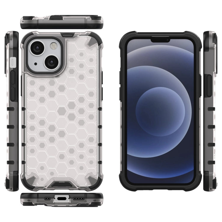 For iPhone 13 mini Shockproof Honeycomb PC + TPU Case with Neck Lanyard
