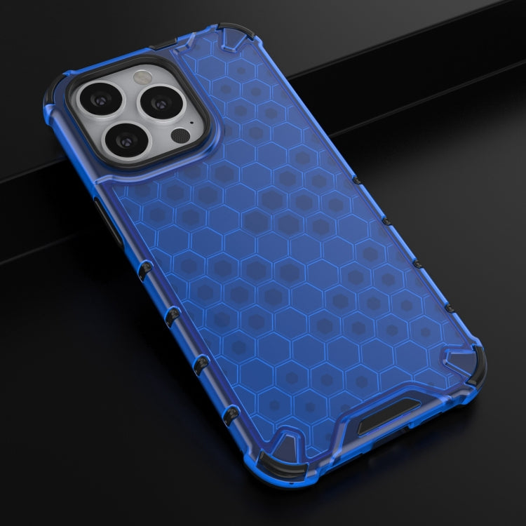For iPhone 13 Pro Shockproof Honeycomb PC + TPU Case with Neck Lanyard