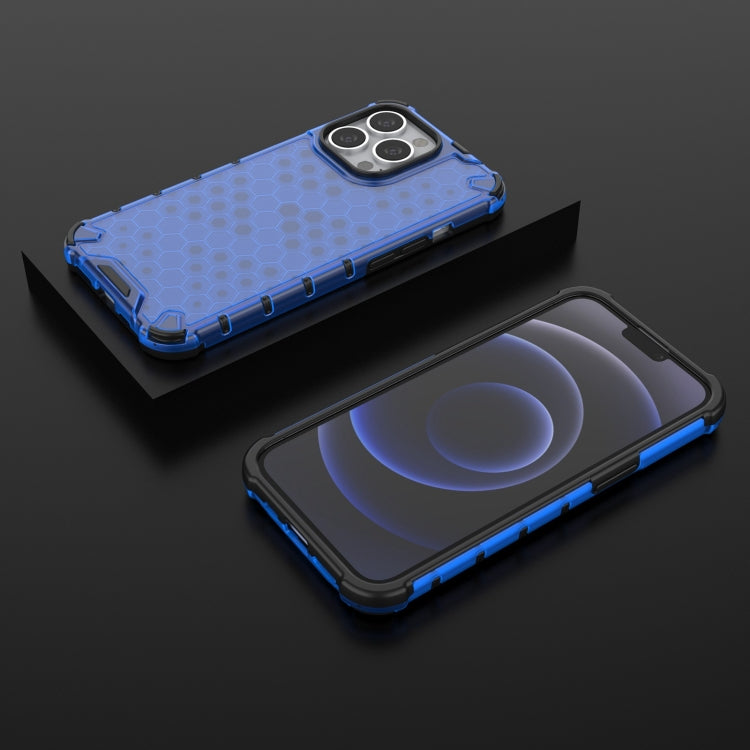 For iPhone 13 Pro Shockproof Honeycomb PC + TPU Case with Neck Lanyard