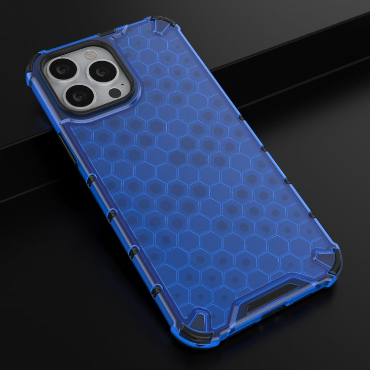 For iPhone 13 Pro Max Shockproof Honeycomb PC + TPU Case with Neck Lanyard