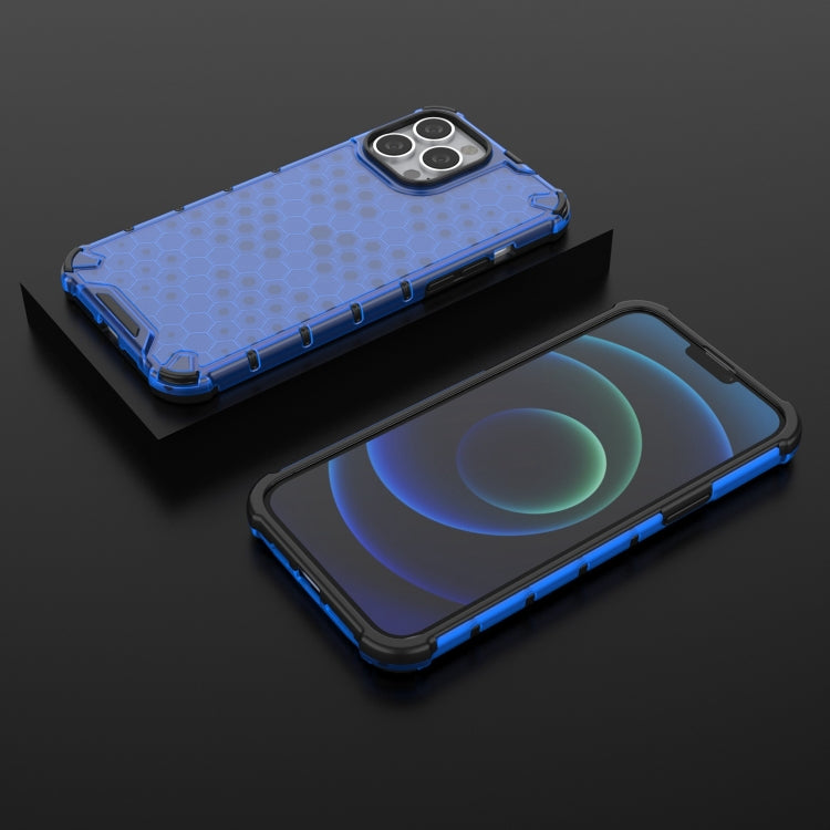 For iPhone 13 Pro Max Shockproof Honeycomb PC + TPU Case with Neck Lanyard