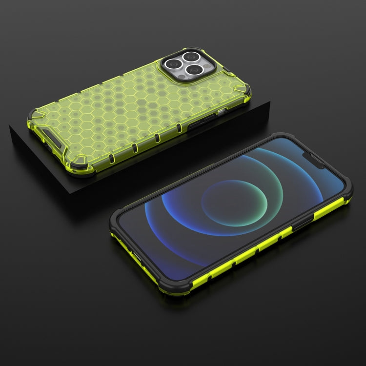 For iPhone 13 Pro Max Shockproof Honeycomb PC + TPU Case with Neck Lanyard