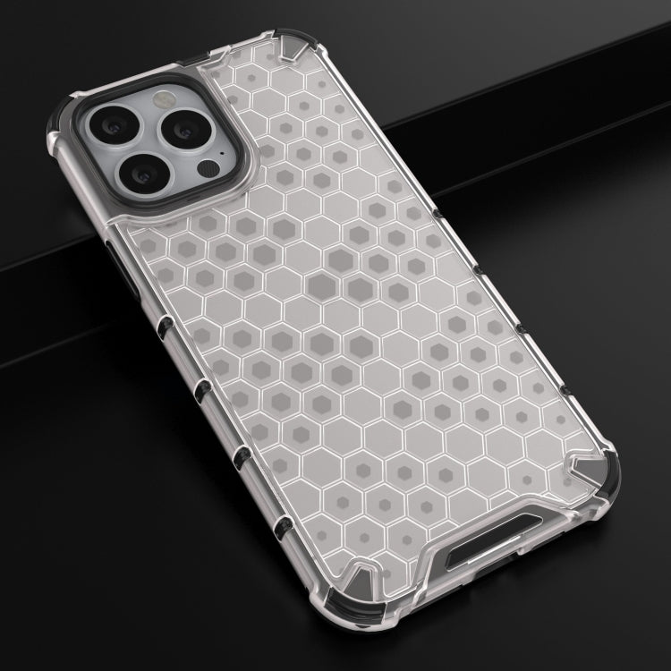 For iPhone 13 Pro Max Shockproof Honeycomb PC + TPU Case with Neck Lanyard