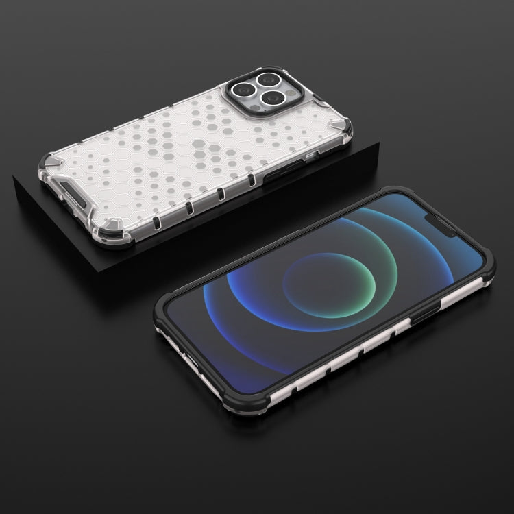 For iPhone 13 Pro Max Shockproof Honeycomb PC + TPU Case with Neck Lanyard