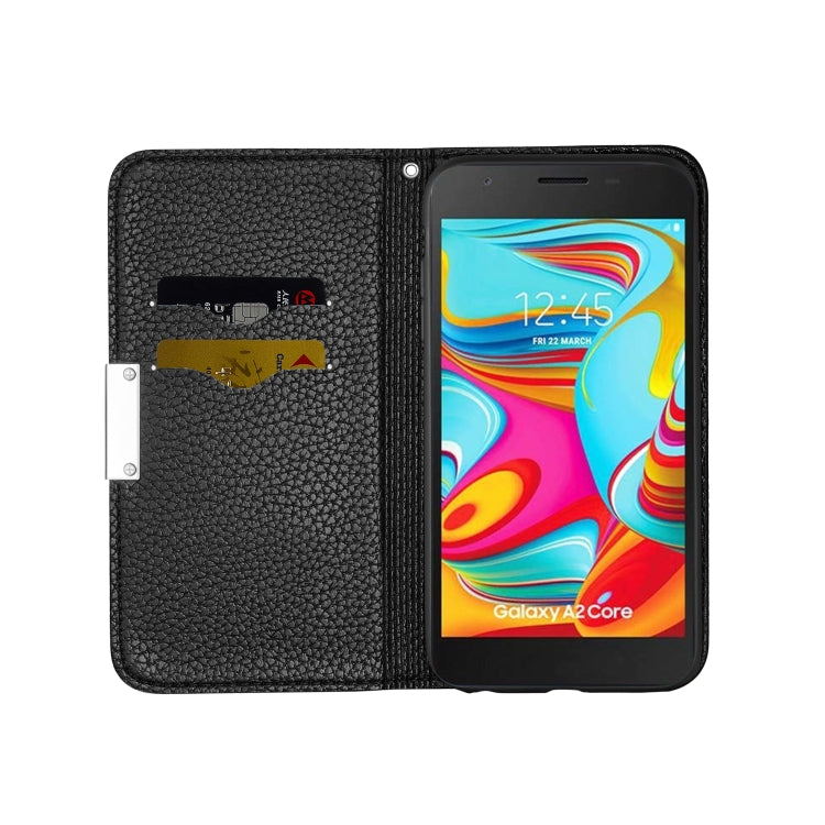 For Galaxy A2 Core Litchi Texture Horizontal Flip Leather Case with Holder & Card Slots