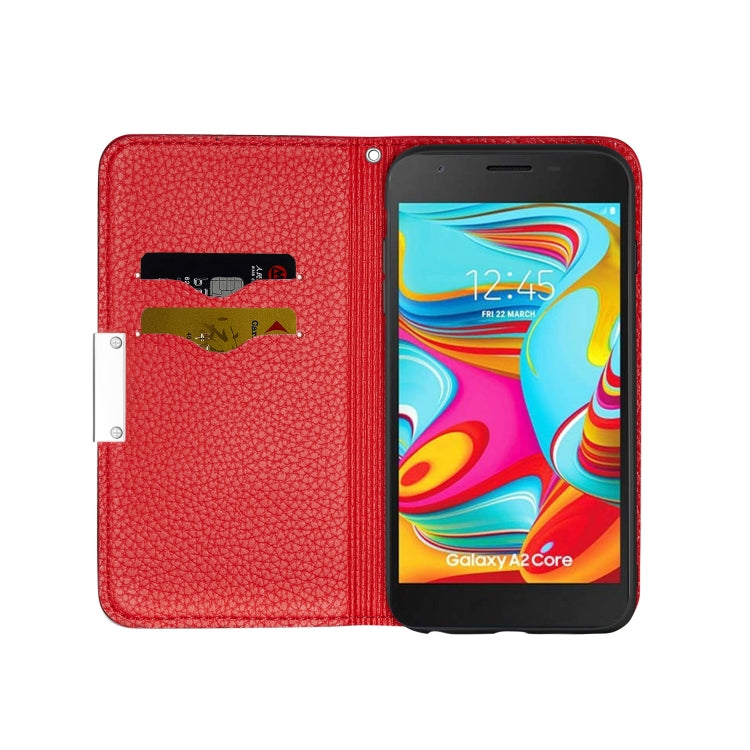 For Galaxy A2 Core Litchi Texture Horizontal Flip Leather Case with Holder & Card Slots