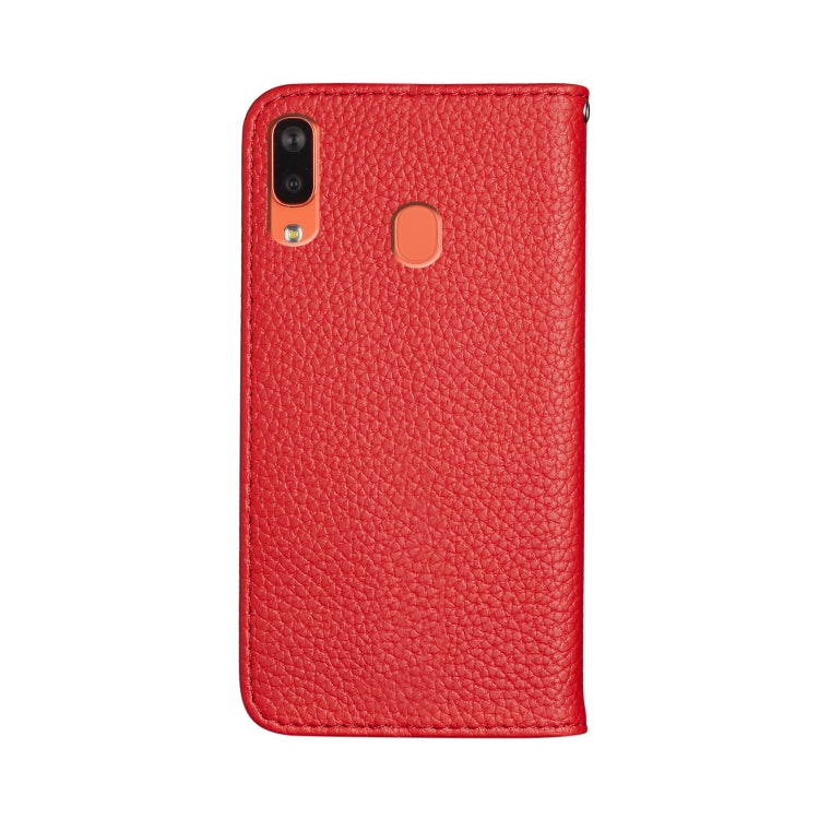 For Galaxy A20 / A30 Litchi Texture Horizontal Flip Leather Case with Holder & Card Slots