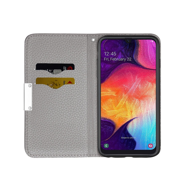 For Galaxy A50 Litchi Texture Horizontal Flip Leather Case with Holder & Card Slots