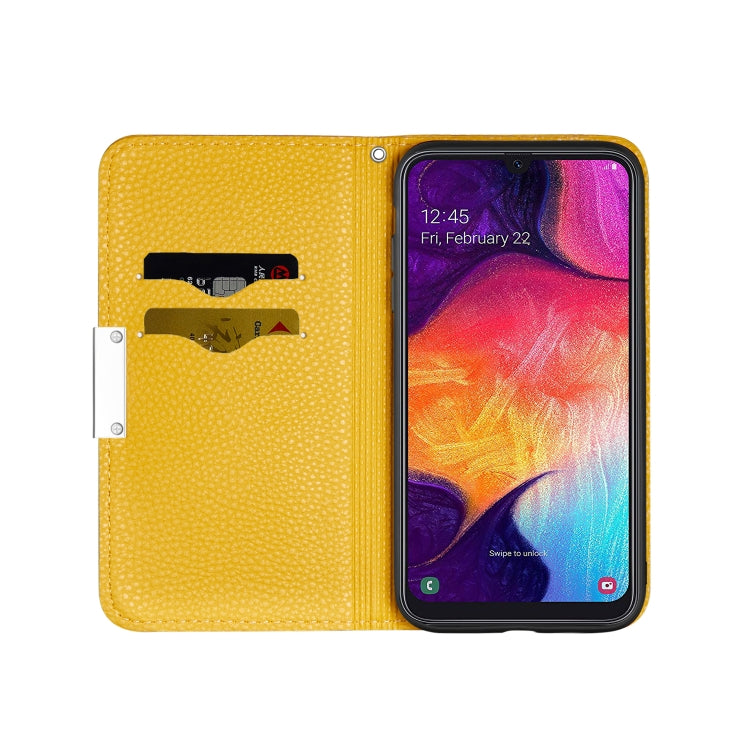 For Galaxy A50 Litchi Texture Horizontal Flip Leather Case with Holder & Card Slots
