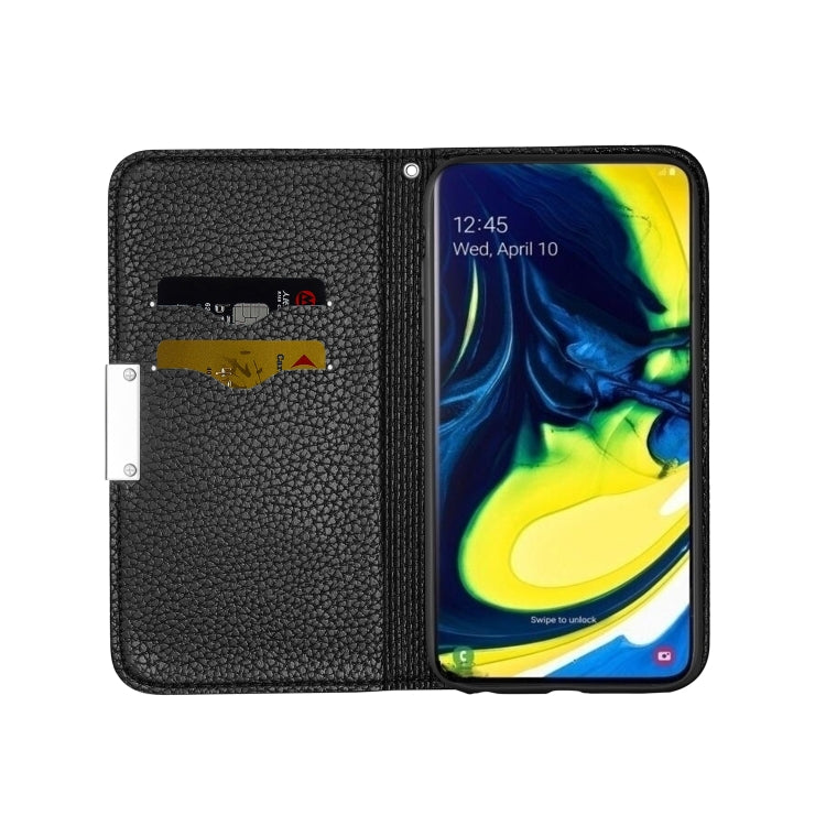 For Galaxy A90 / A80 Litchi Texture Horizontal Flip Leather Case with Holder & Card Slots