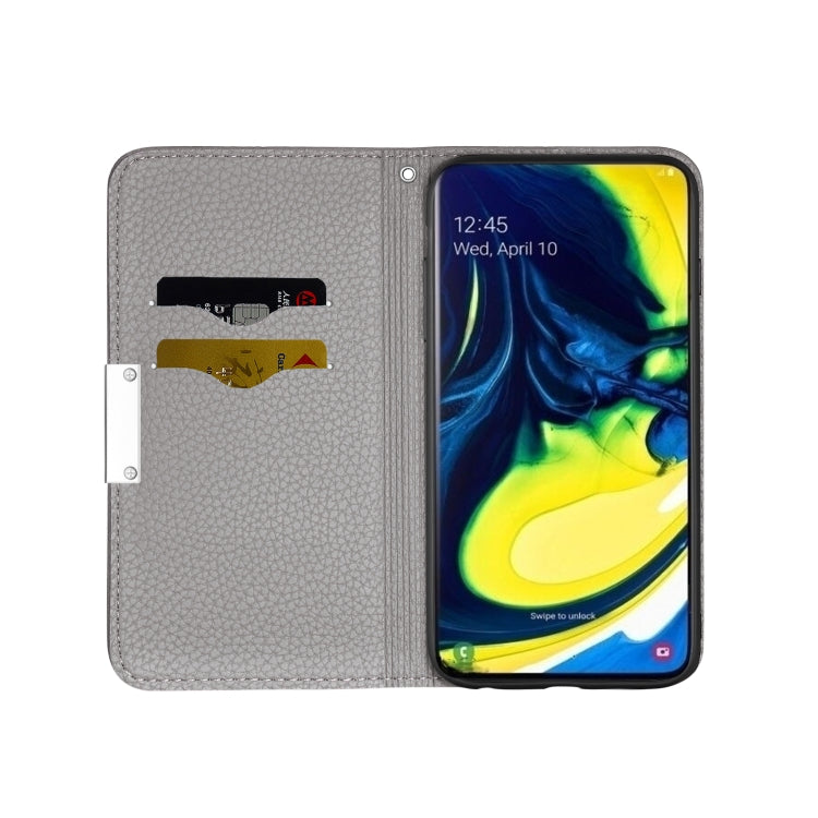 For Galaxy A90 / A80 Litchi Texture Horizontal Flip Leather Case with Holder & Card Slots