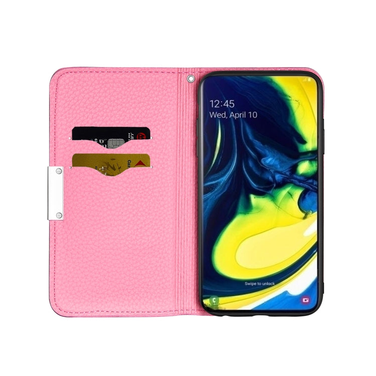 For Galaxy A90 / A80 Litchi Texture Horizontal Flip Leather Case with Holder & Card Slots