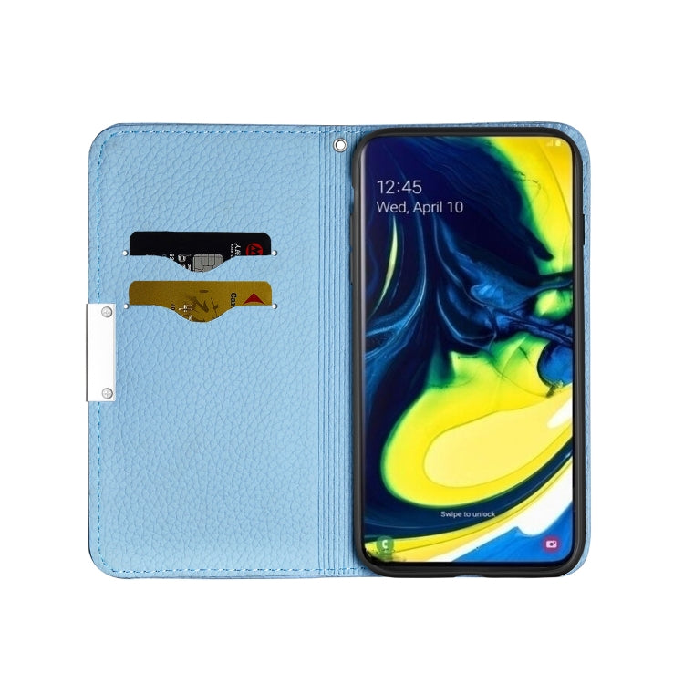 For Galaxy A90 / A80 Litchi Texture Horizontal Flip Leather Case with Holder & Card Slots