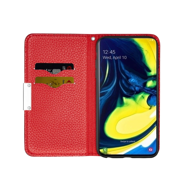 For Galaxy A90 / A80 Litchi Texture Horizontal Flip Leather Case with Holder & Card Slots