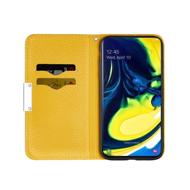 For Galaxy A90 / A80 Litchi Texture Horizontal Flip Leather Case with Holder & Card Slots