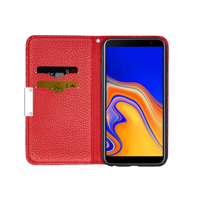 For Galaxy J4 Plus Litchi Texture Horizontal Flip Leather Case with Holder & Card Slots