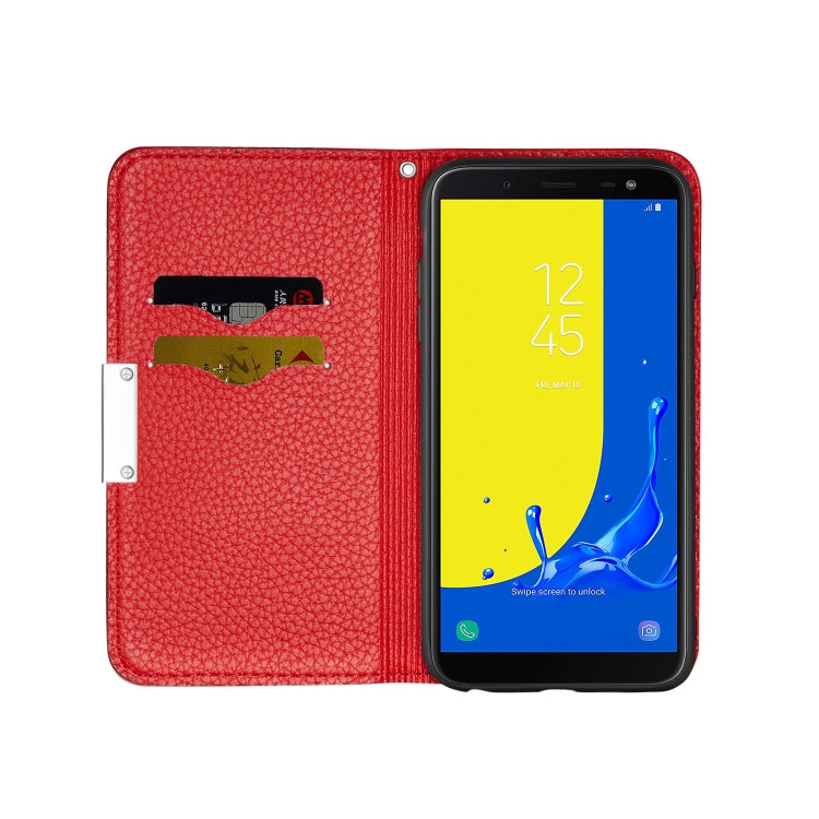 For Galaxy J6 (2018) Litchi Texture Horizontal Flip Leather Case with Holder & Card Slots