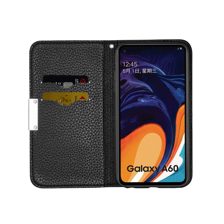 For Galaxy M40 / A60 Litchi Texture Horizontal Flip Leather Case with Holder & Card Slots