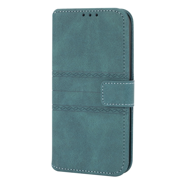 For iPhone 13 Pro Embossed Striped Magnetic Buckle PU + TPU Horizontal Flip Leather Case with Holder & Card Slot & Wallet & Photo Frame & Sling