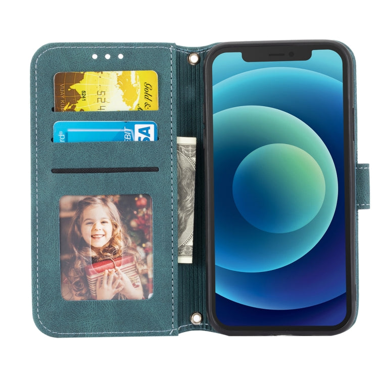 For iPhone 11 Embossed Striped Magnetic Buckle PU + TPU Horizontal Flip Leather Case with Holder & Card Slot & Wallet & Photo Frame & Sling